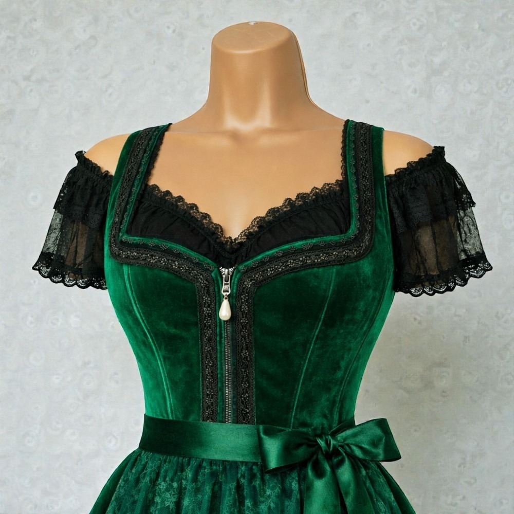 New Black XL Ruched Off Shoulder Lace Trim‎ Crop Top Dirndl Blouse Oktoberfest